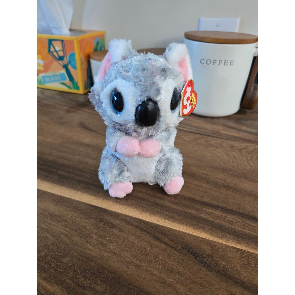 Ty Beanie Boos Karli the Koala Grey Pink Glitter Eyes Plush Stuffed Animal 6"